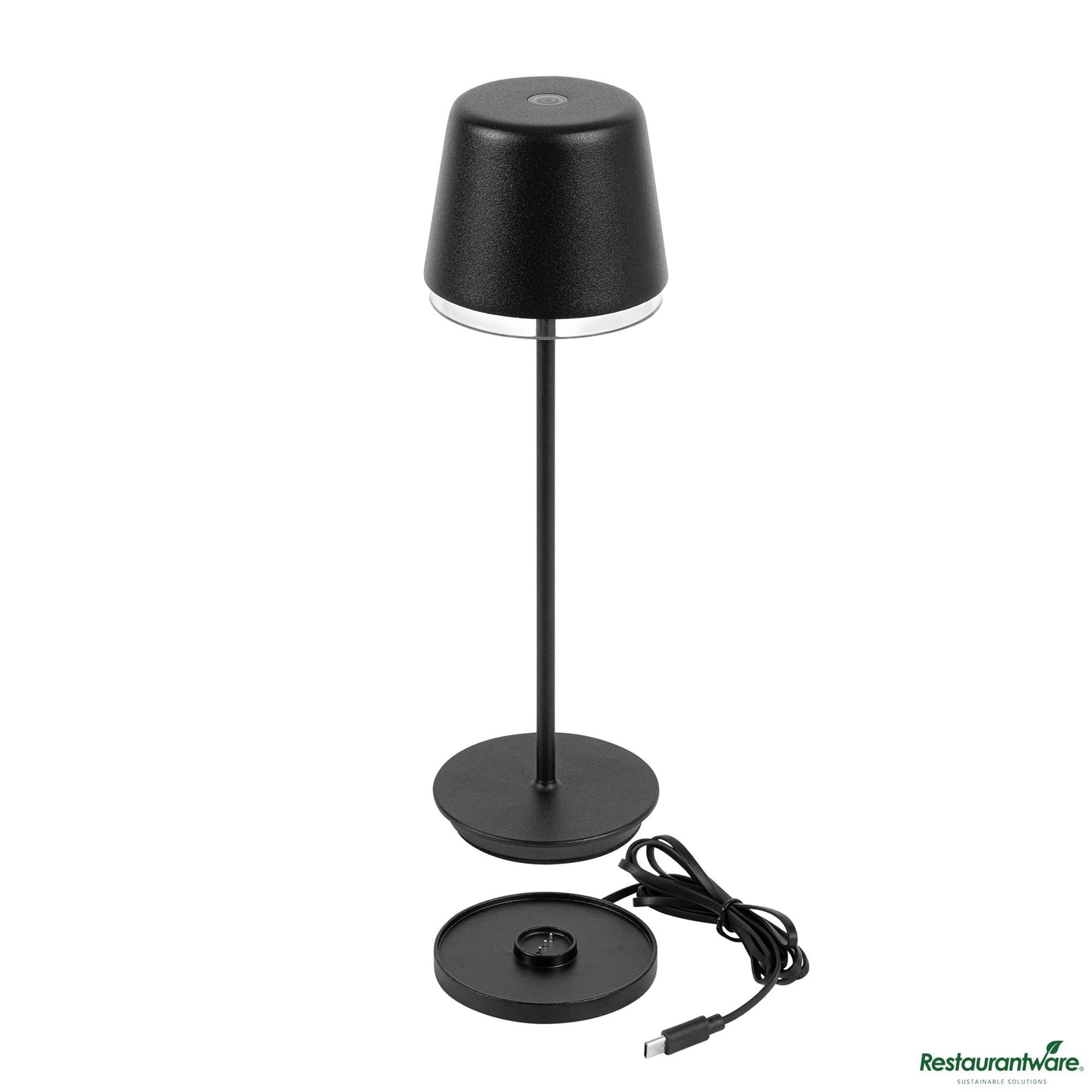 Wholesale Restaurantware Matte Black Cordless Rechargeable Table Lamp - 3"×3"×9.8"- Bulk