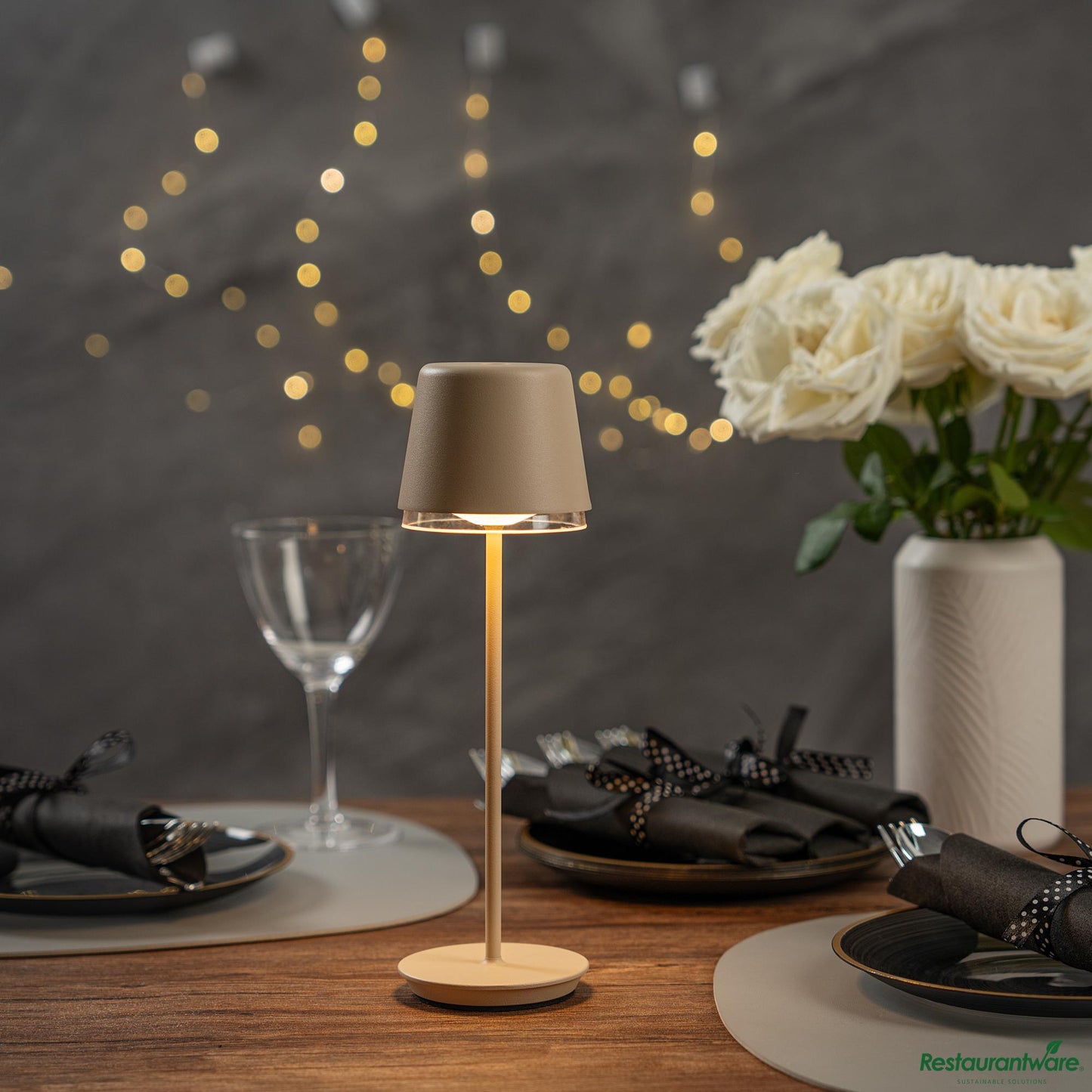 Wholesale Restaurantware Beige Cordless Rechargeable Table Lamp - 3"×3"×9.8"- Bulk