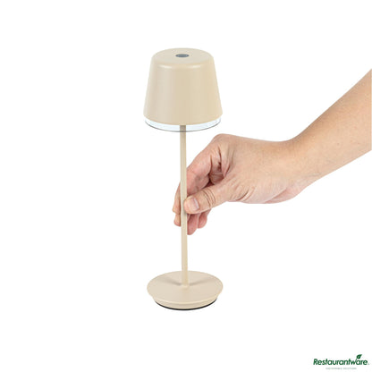 Wholesale Restaurantware Beige Cordless Rechargeable Table Lamp - 3"×3"×9.8"- Bulk