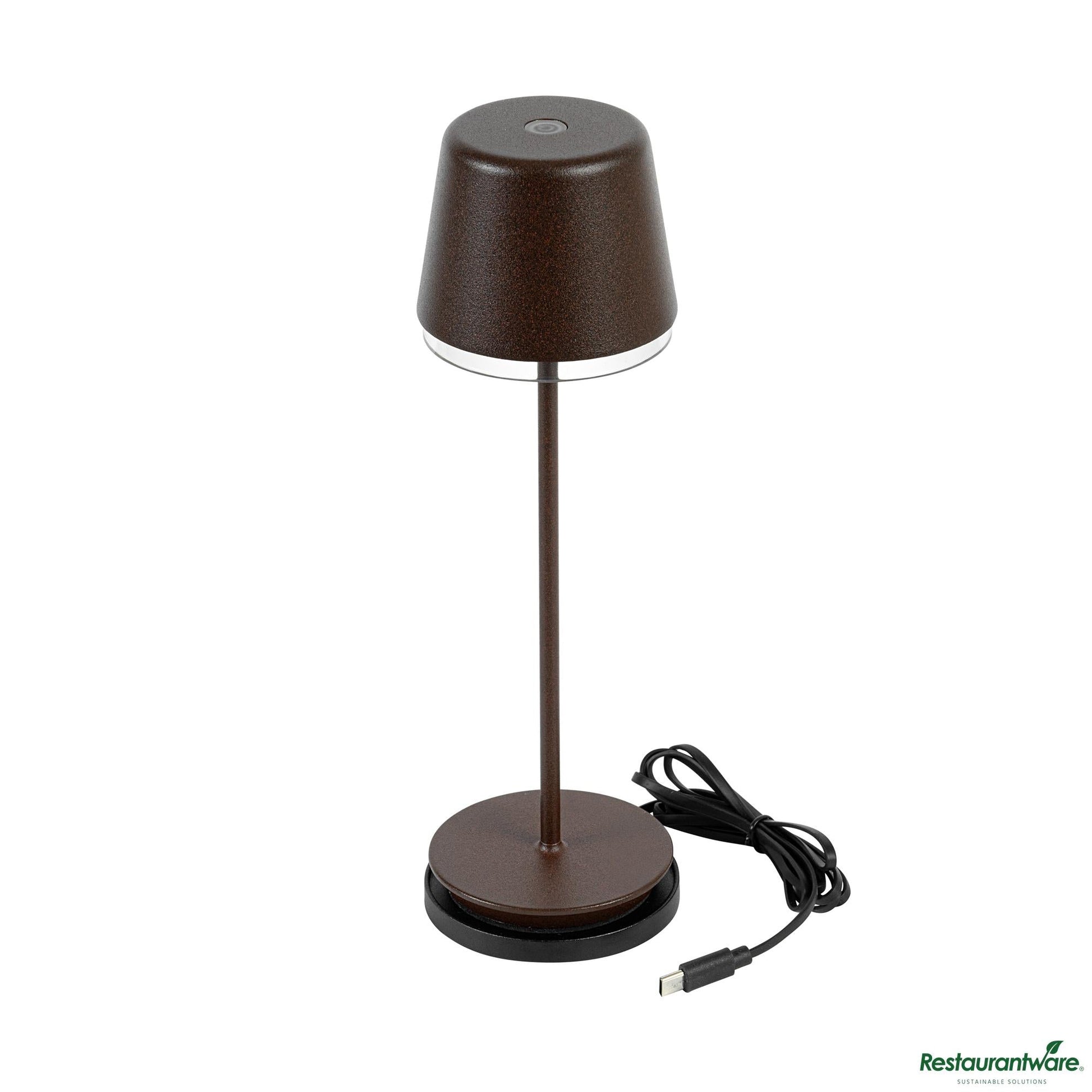 Wholesale Restaurantware Brown Cordless Rechargeable Table Lamp - 3"×3"×9.8"- Bulk