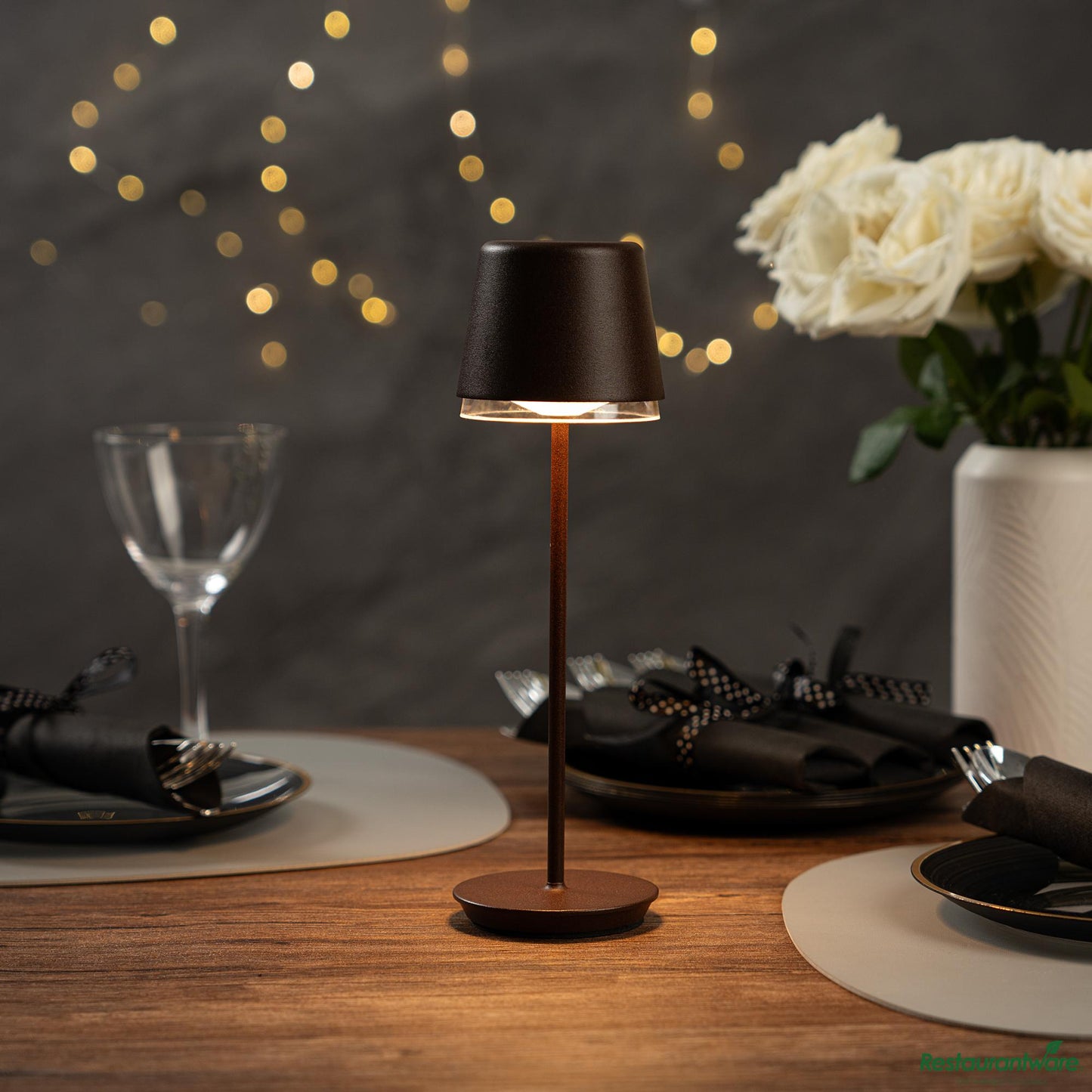 Wholesale Restaurantware Brown Cordless Rechargeable Table Lamp - 3"×3"×9.8"- Bulk