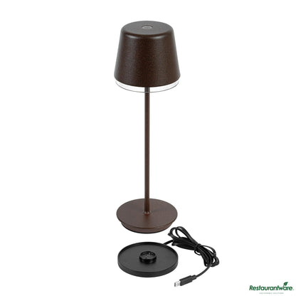 Wholesale Restaurantware Brown Cordless Rechargeable Table Lamp - 3"×3"×9.8"- Bulk
