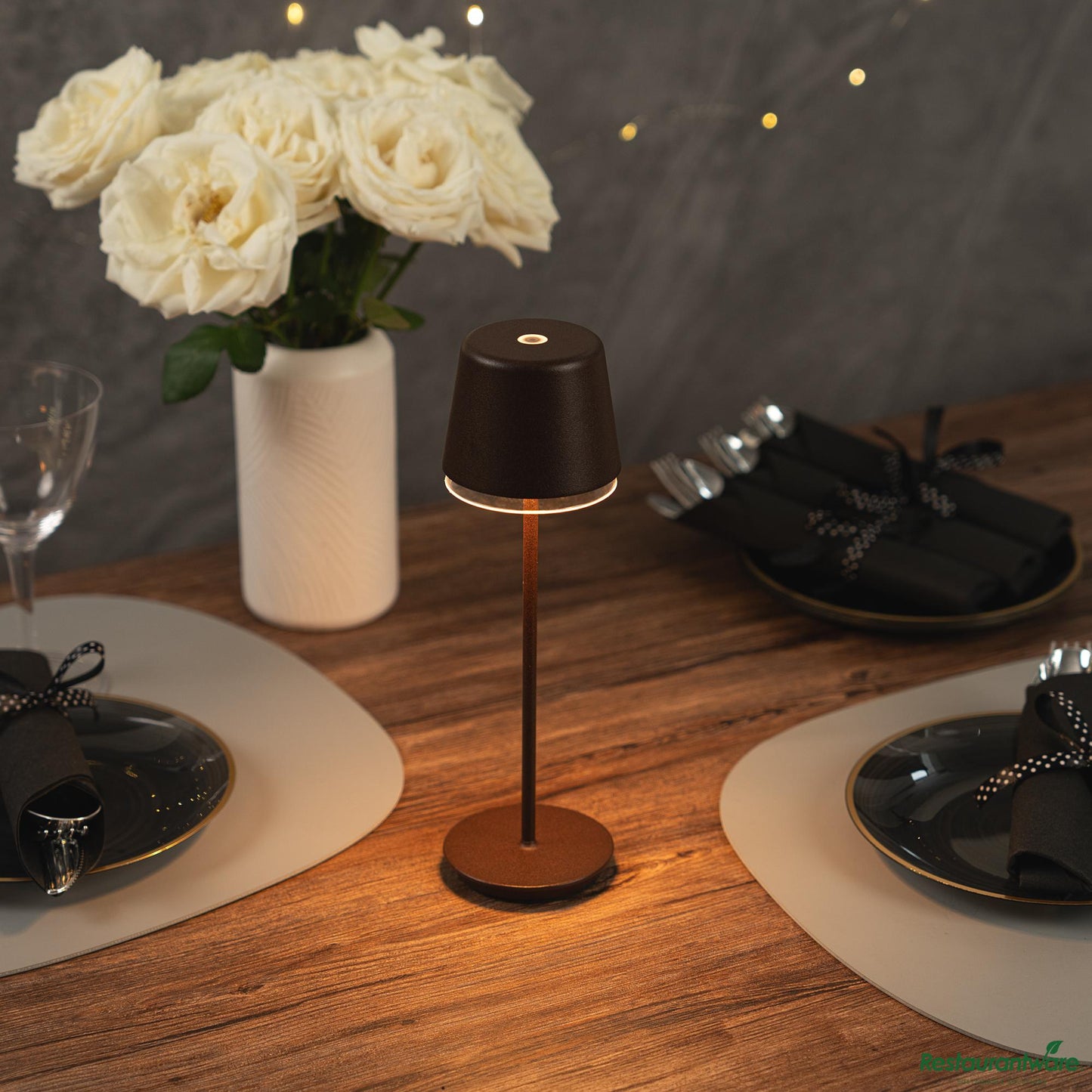 Wholesale Restaurantware Brown Cordless Rechargeable Table Lamp - 3"×3"×9.8"- Bulk