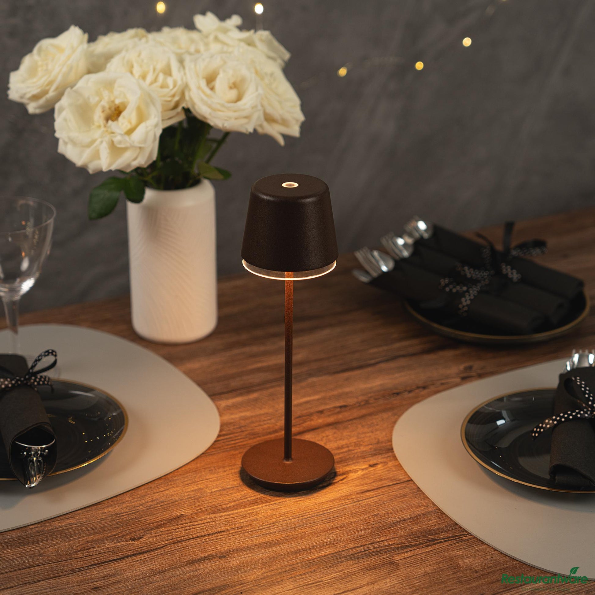 Wholesale Restaurantware Brown Cordless Rechargeable Table Lamp - 3"×3"×9.8"- Bulk
