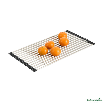 Wholesale Restaurantware Professional Gray Stainless Steel over-Sink Roll-up Drying Rack - 15.7" X 9.4" X 3.1"- Bulk