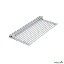 Wholesale Restaurantware Professional Gray Steel over-Sink Roll-up Drying Rack - Non-Slip - 17" X 12" X 0.3"- Bulk
