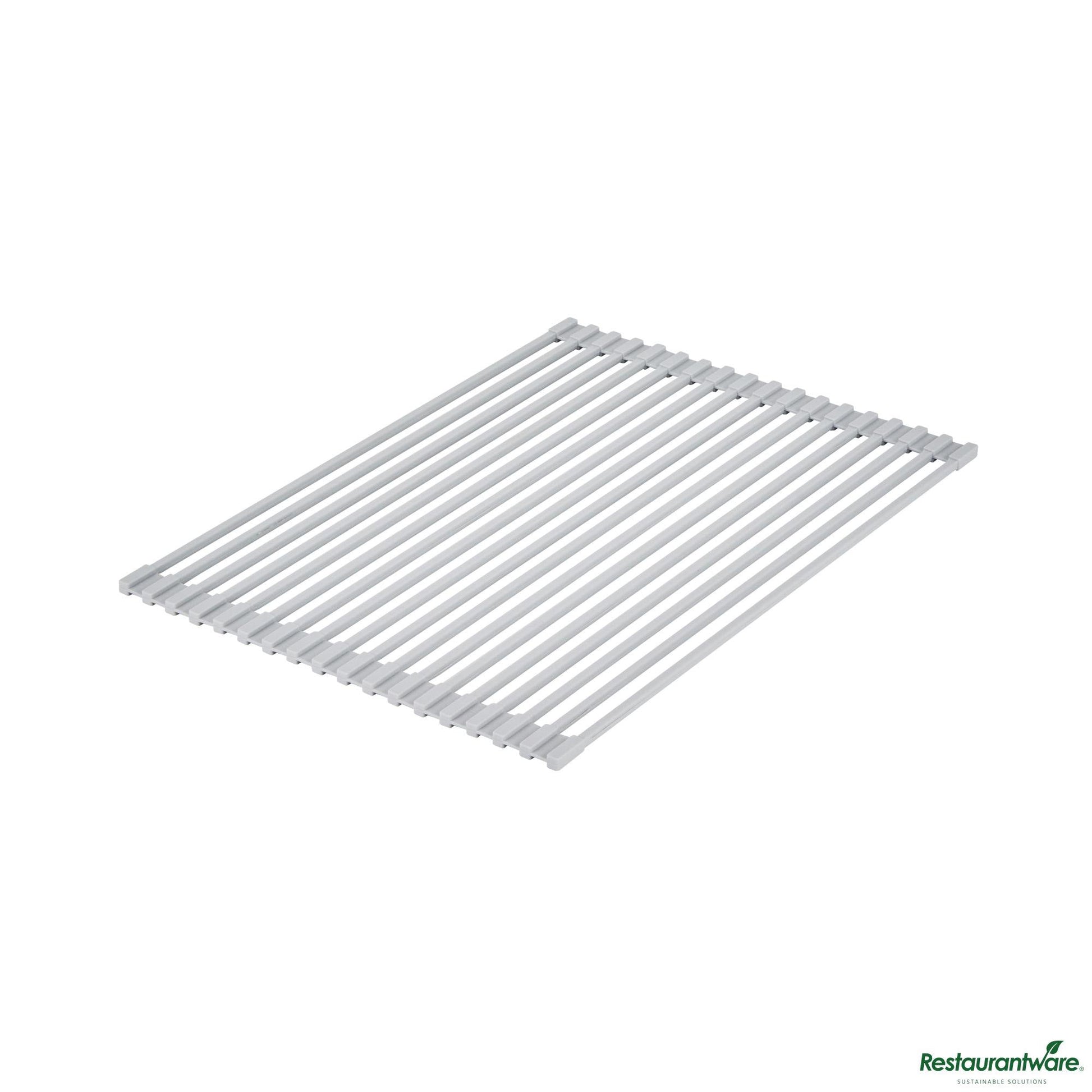 Wholesale Restaurantware Professional Gray Steel over-Sink Roll-up Drying Rack - Non-Slip - 17" X 12" X 0.3"- Bulk