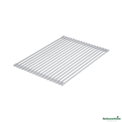 Wholesale Restaurantware Professional Gray Steel over-Sink Roll-up Drying Rack - Non-Slip - 17" X 12" X 0.3"- Bulk