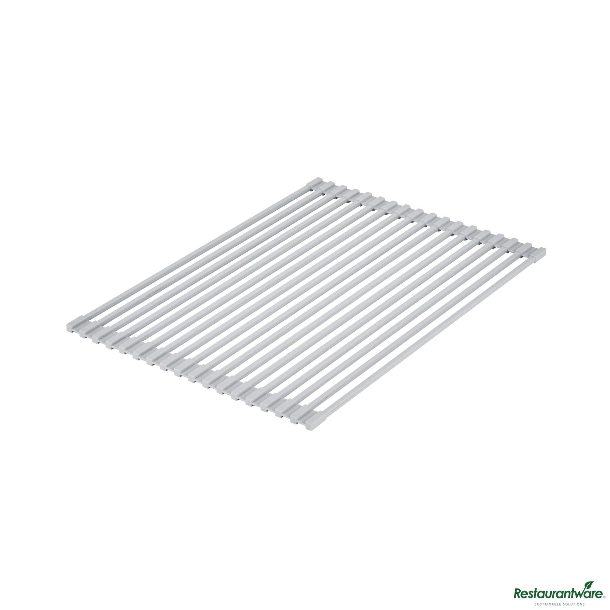 Wholesale Restaurantware Professional Gray Steel over-Sink Roll-up Drying Rack - Non-Slip - 17" X 12" X 0.3"- Bulk