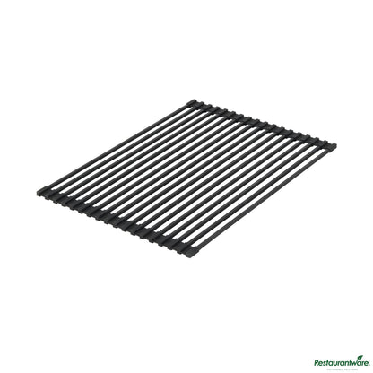 Wholesale Restaurantware Professional Black Steel over-Sink Roll-up Drying Rack - Non-Slip - 17" X 12" X 0.3"- Bulk