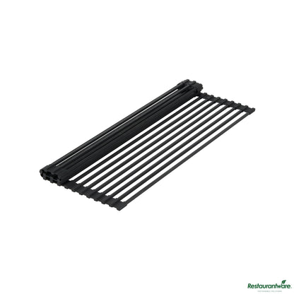 Wholesale Restaurantware Professional Black Steel over-Sink Roll-up Drying Rack - Non-Slip - 20.5" X 13" X 0.3"- Bulk