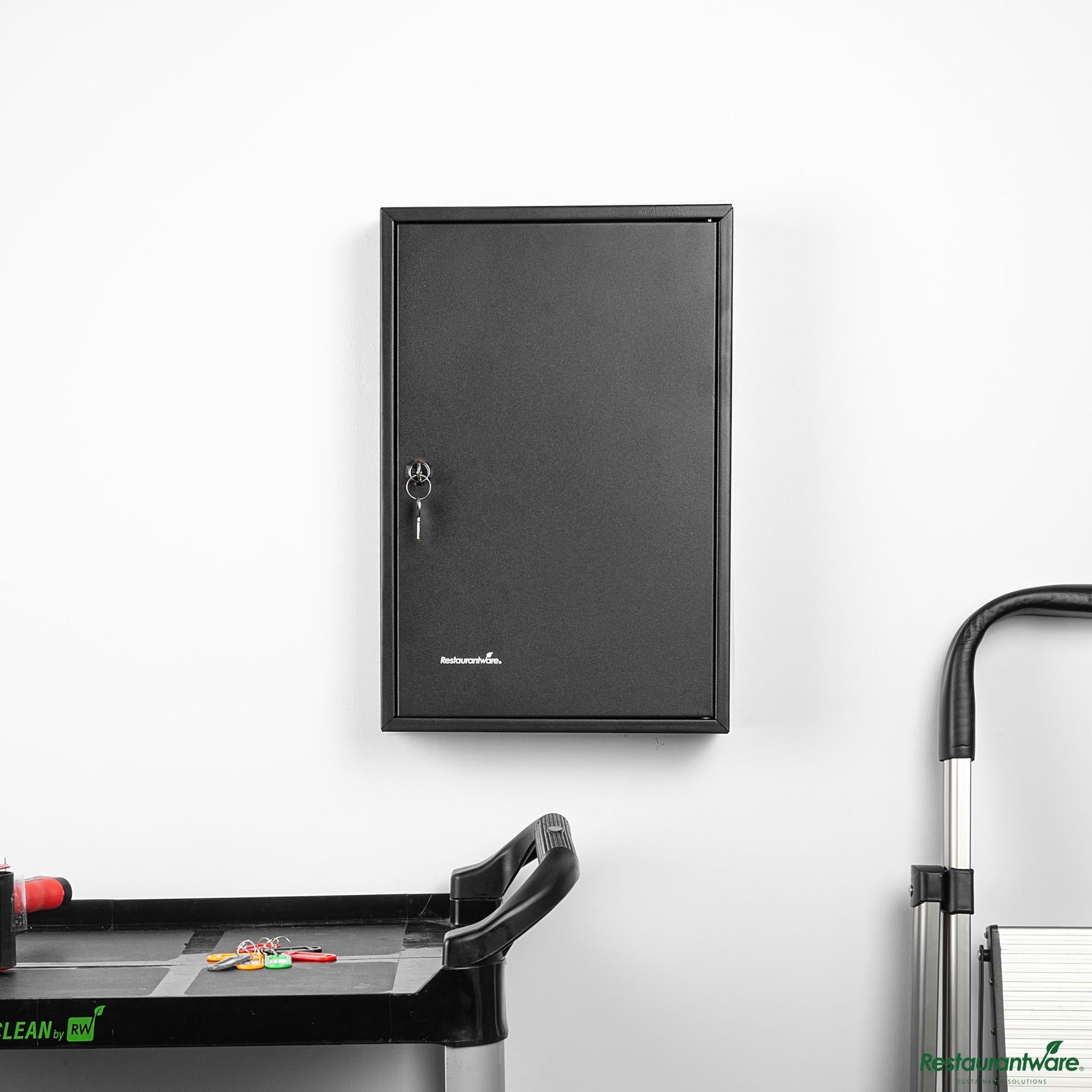 Wholesale Restaurantware Black Steel Wall Mount Key Cabinet Safe - 17.7" X 11.8" X 3.2"- Bulk