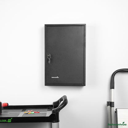 Wholesale Restaurantware Black Steel Wall Mount Key Cabinet Safe - 17.7" X 11.8" X 3.2"- Bulk
