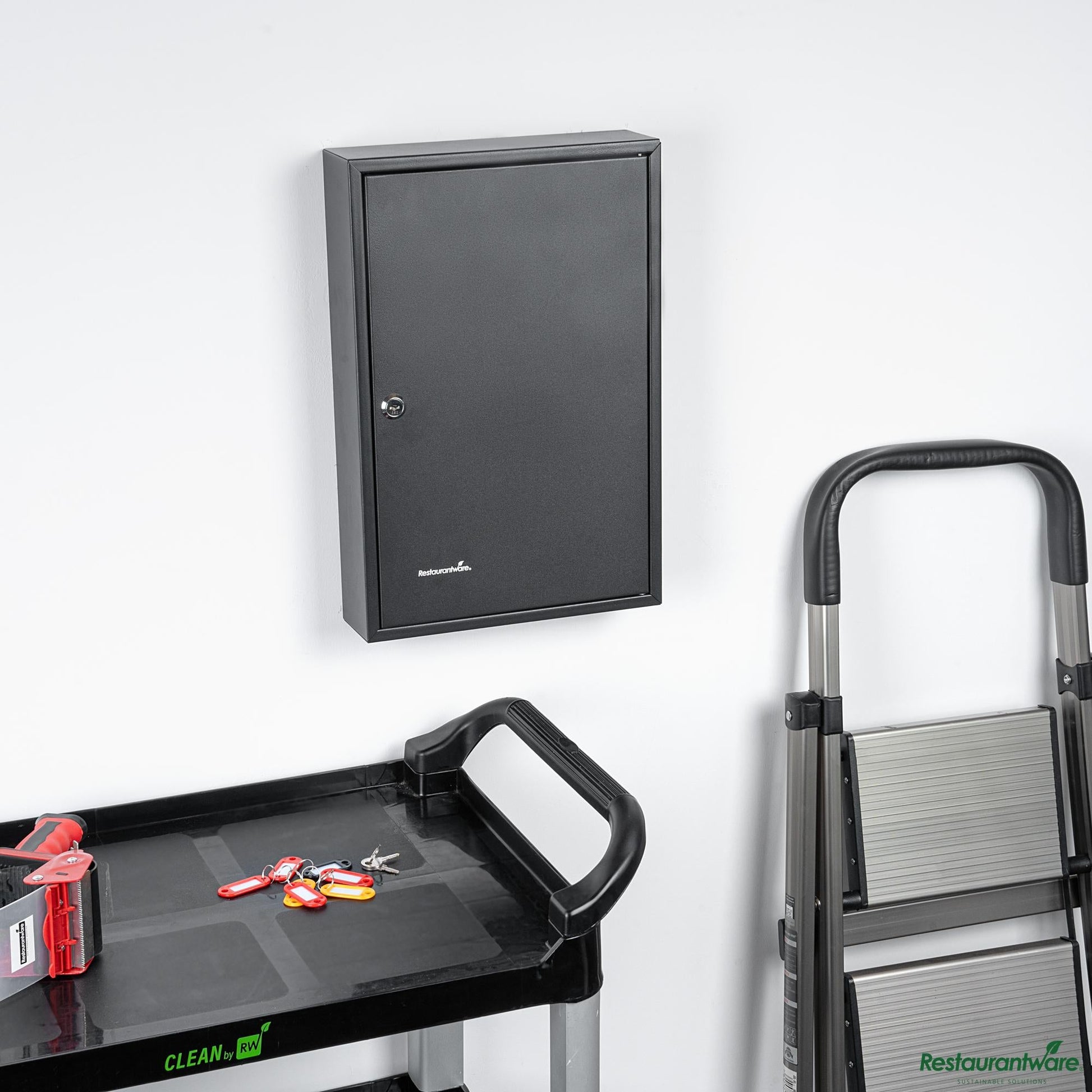 Wholesale Restaurantware Black Steel Wall Mount Key Cabinet Safe - 17.7" X 11.8" X 3.2"- Bulk