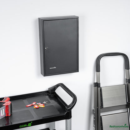 Wholesale Restaurantware Black Steel Wall Mount Key Cabinet Safe - 17.7" X 11.8" X 3.2"- Bulk
