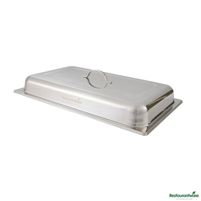 Wholesale Restaurantware Full Size Stainless Steel Chafer Cover - with Handle - 21.1" X 12.9" X 3"- Bulk
