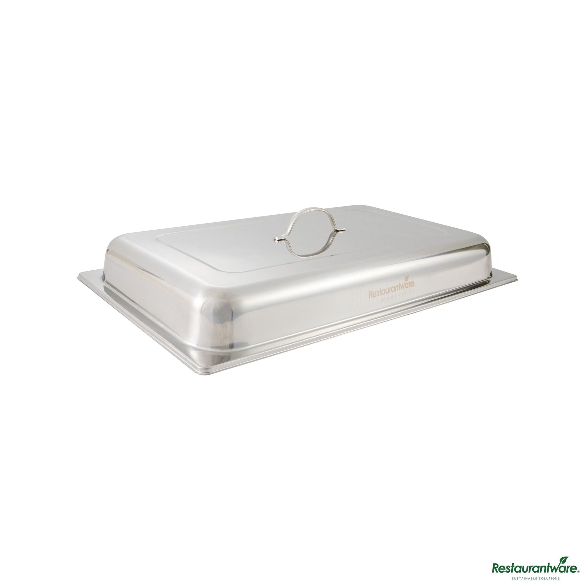 Wholesale Restaurantware Full Size Stainless Steel Chafer Cover - with Handle - 21.1" X 12.9" X 3"- Bulk
