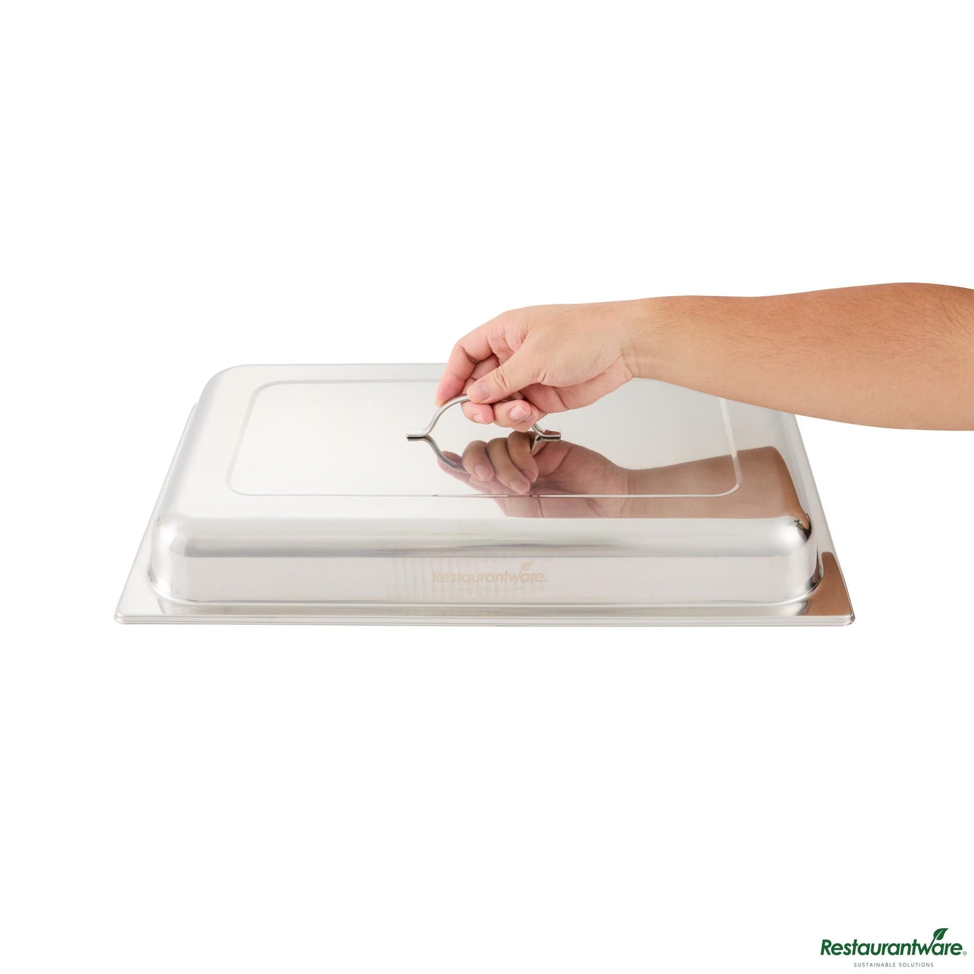 Wholesale Restaurantware Full Size Stainless Steel Chafer Cover - with Handle - 21.1" X 12.9" X 3"- Bulk
