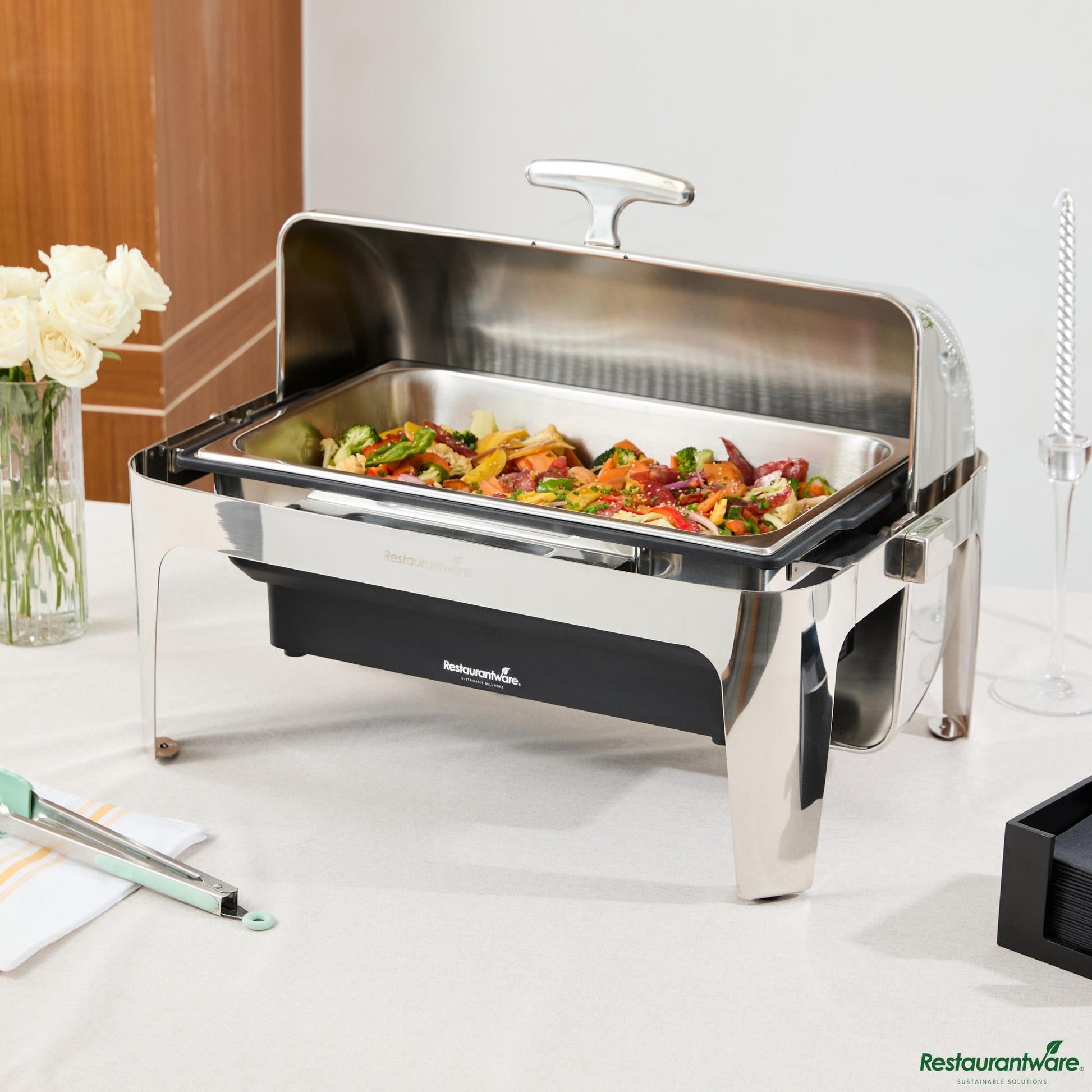 Wholesale Restaurantware 14 Qt Full Size Electric Chafer - Stainless Steel Roll Top Cover - 13.8" X 14.6" X 10"- Bulk