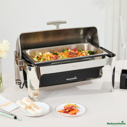 Wholesale Restaurantware 14 Qt Full Size Electric Chafer - Stainless Steel Roll Top Cover - 13.8" X 14.6" X 10"- Bulk