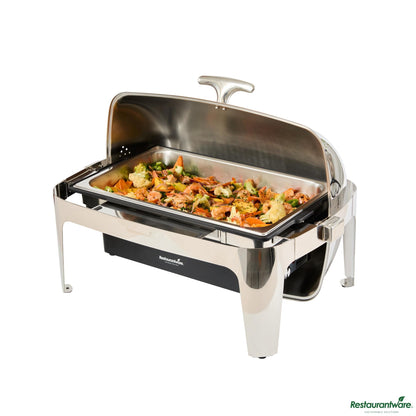 Wholesale Restaurantware 9 Qt Full Size Electric Chafer - Stainless Steel Roll Top Cover - 13.8" X 14.6" X 10"- Bulk