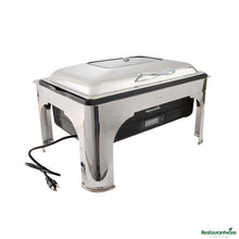 Wholesale Restaurantware 14 Qt Full Size Electric Chafer - Hinged Lid, Food Pan, Stand - 22.8" X 20.5" X 16.1"- Bulk