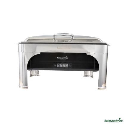 Wholesale Restaurantware 14 Qt Full Size Electric Chafer - Hinged Lid, Food Pan, Stand - 22.8" X 20.5" X 16.1"- Bulk