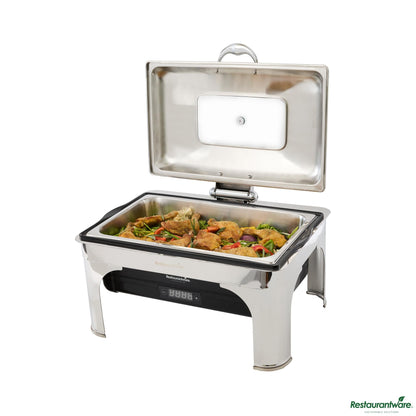 Wholesale Restaurantware 14 Qt Full Size Electric Chafer - Hinged Lid, Food Pan, Stand - 22.8" X 20.5" X 16.1"- Bulk