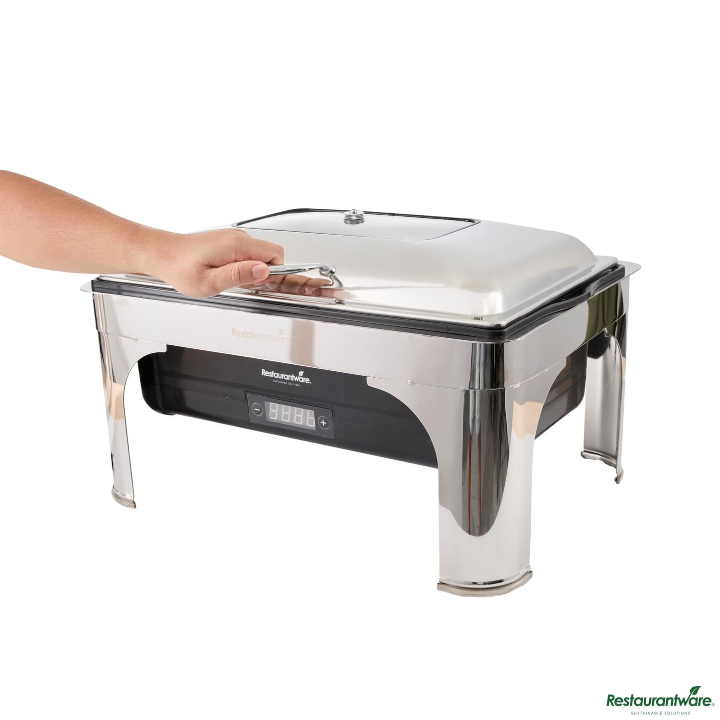 Wholesale Restaurantware 14 Qt Full Size Electric Chafer - Hinged Lid, Food Pan, Stand - 22.8" X 20.5" X 16.1"- Bulk