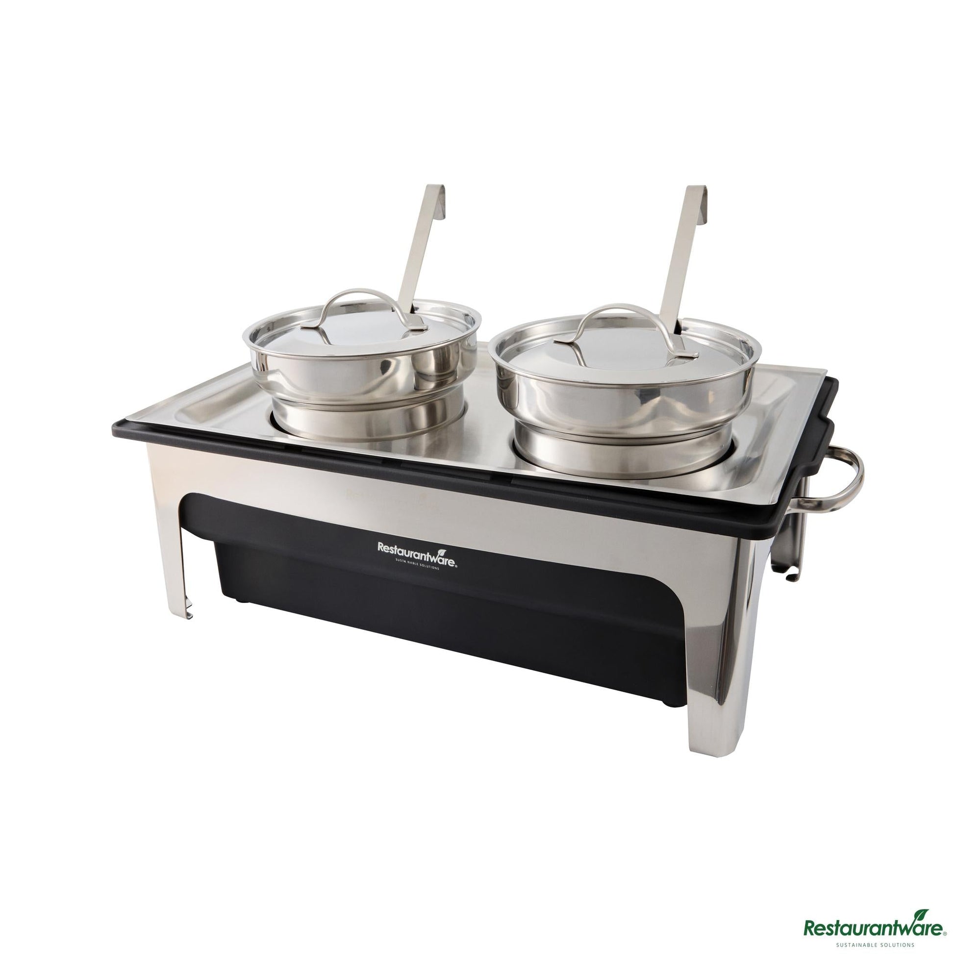 Wholesale Restaurantware 8 Qt Full Size Electric Soup Station - 2 Bain Maries, 2 Ladles, Stand - 25.4" X 13.8" X 11.8"- Bulk