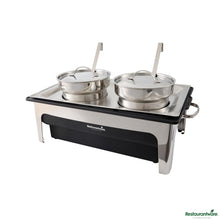 Wholesale Restaurantware 8 Qt Full Size Electric Soup Station - 2 Bain Maries, 2 Ladles, Stand - 25.4" X 13.8" X 11.8"- Bulk