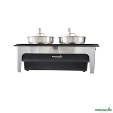 Wholesale Restaurantware 8 Qt Full Size Electric Soup Station - 2 Bain Maries, 2 Ladles, Stand - 25.4" X 13.8" X 11.8"- Bulk