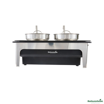 Wholesale Restaurantware 8 Qt Full Size Electric Soup Station - 2 Bain Maries, 2 Ladles, Stand - 25.4" X 13.8" X 11.8"- Bulk