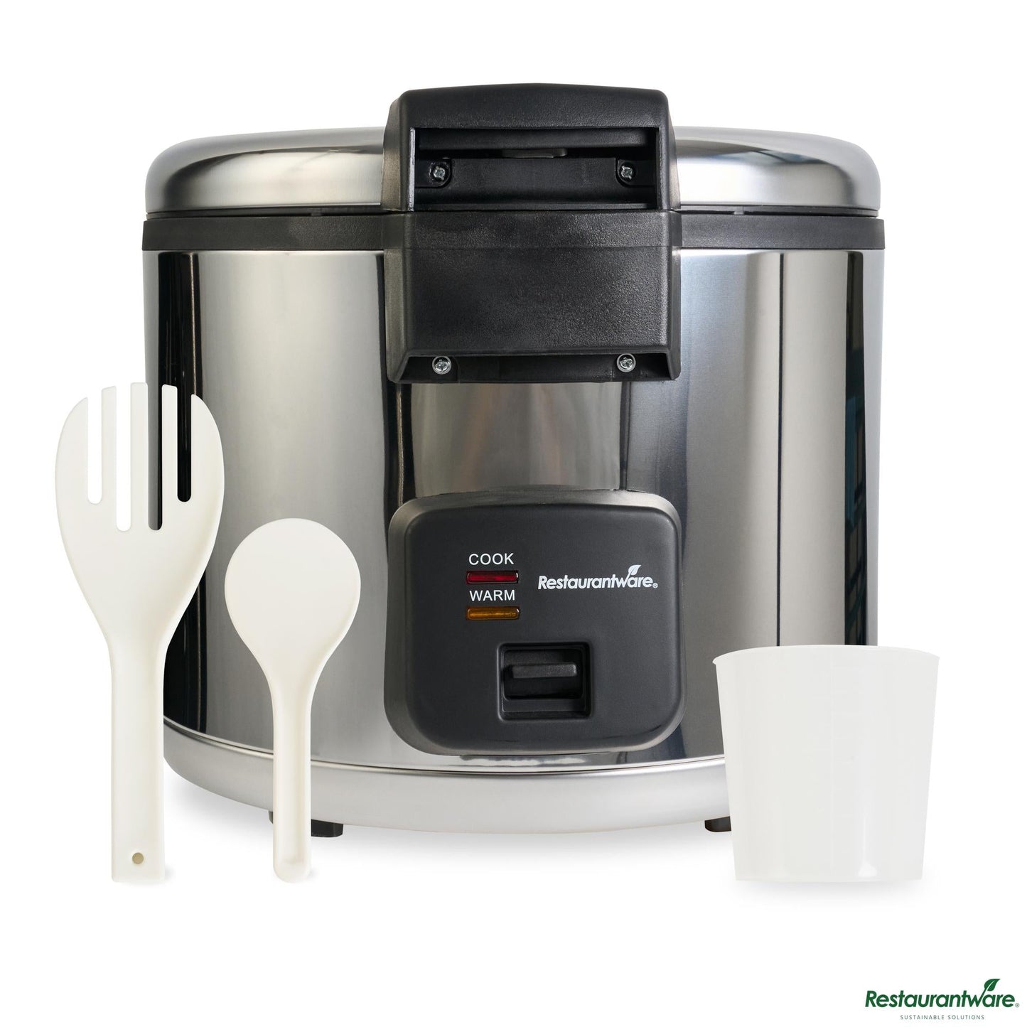 Wholesale Restaurantware 70 Cup (35 Cup Raw) Steel Electric Rice Cooker / Warmer - Hinged Lid - 17.5" X 17.5" X 16.5"- Bulk
