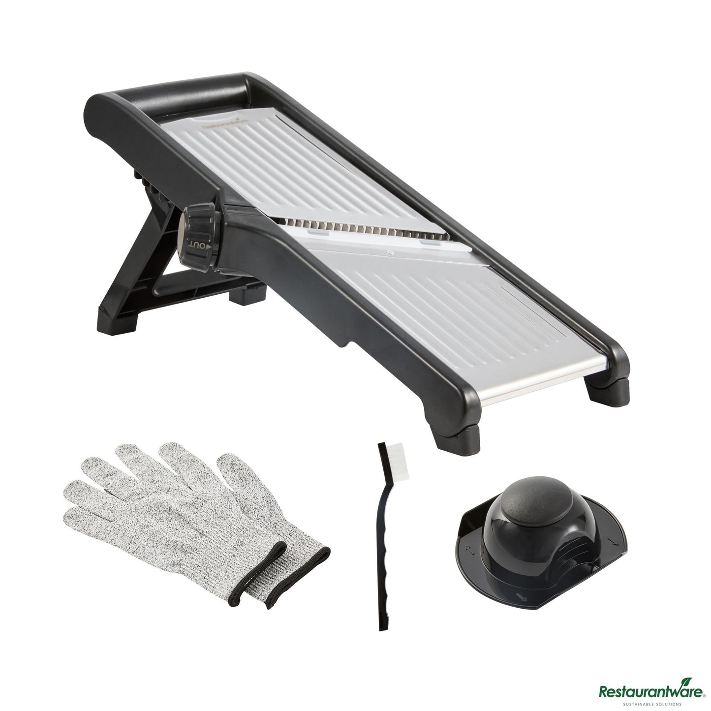 Wholesale Restaurantware Stainless Steel Adjustable Mandoline Slicer - Cut-Resistant Gloves - 16.1" X 5.3" X 6.5"- Bulk