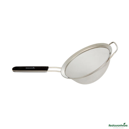 Wholesale Restaurantware Round Stainless Steel Extra Fine Mesh Strainer - with Silicone Handle - 14.5x7.1x3"- Bulk