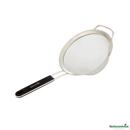 Wholesale Restaurantware Round Stainless Steel Extra Fine Mesh Strainer - with Silicone Handle - 14.5x7.1x3"- Bulk