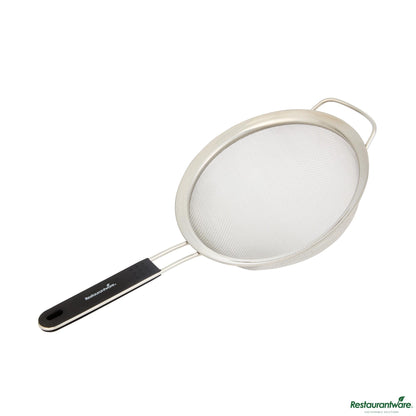 Wholesale Restaurantware Round Stainless Steel Extra Fine Mesh Strainer - with Silicone Handle - 15.2x7.9x3.2"- Bulk