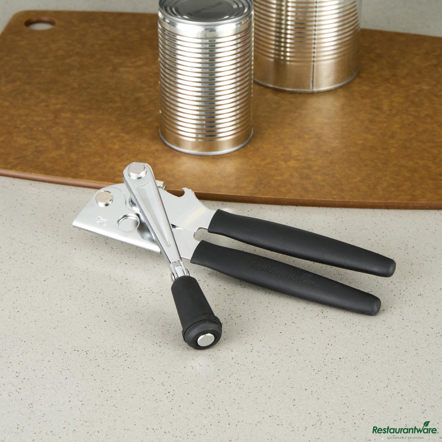 Wholesale Restaurantware Black Carbo Steel Handheld Crank Can Opener - Magnetic Lid Lifter - 8.9" X 2.3" X 3.5"- Bulk