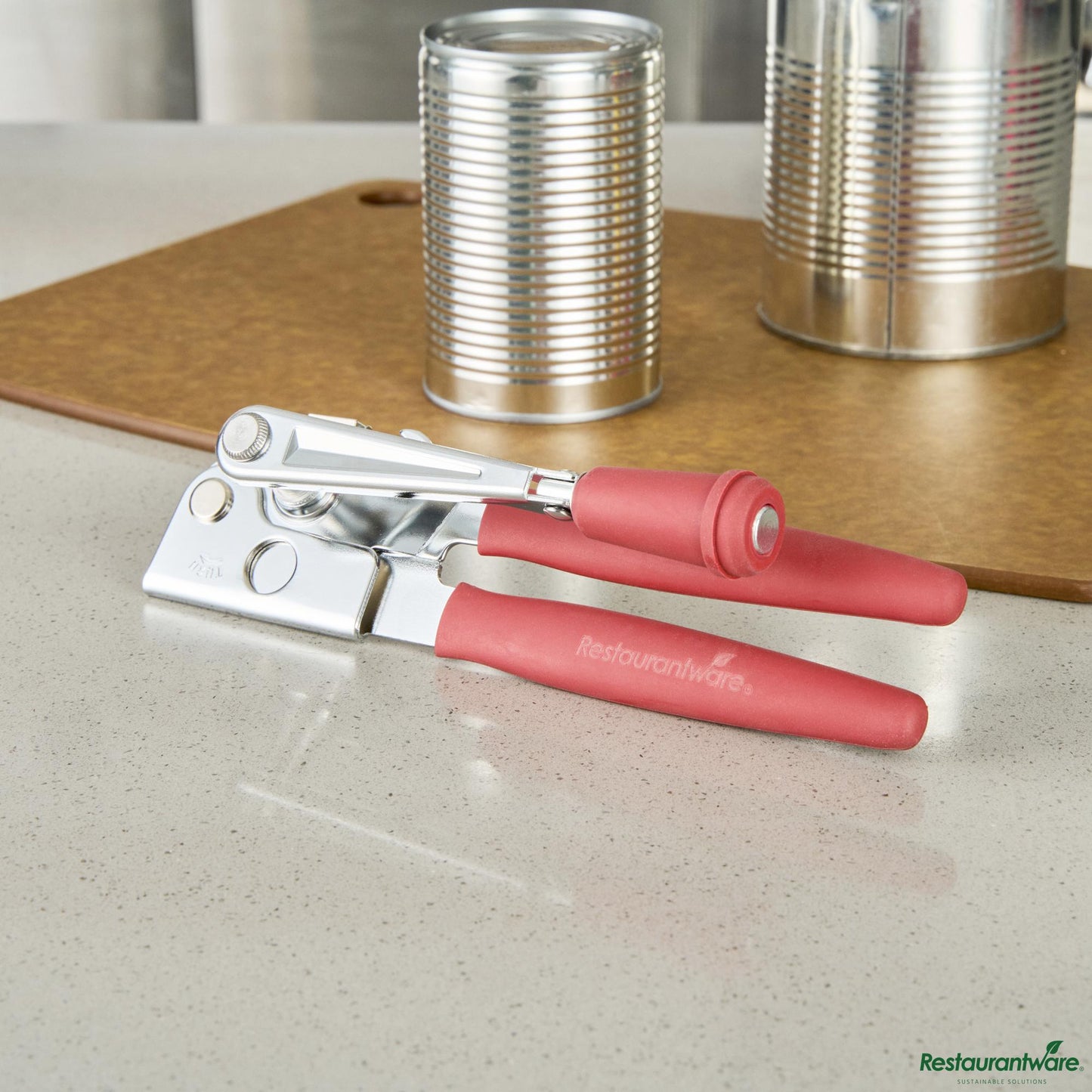 Wholesale Restaurantware Red Stainless Steel Handheld Crank Can Opener - Magnetic Lid Lifter - 8.9" X 2.3" X 3.5"- Bulk