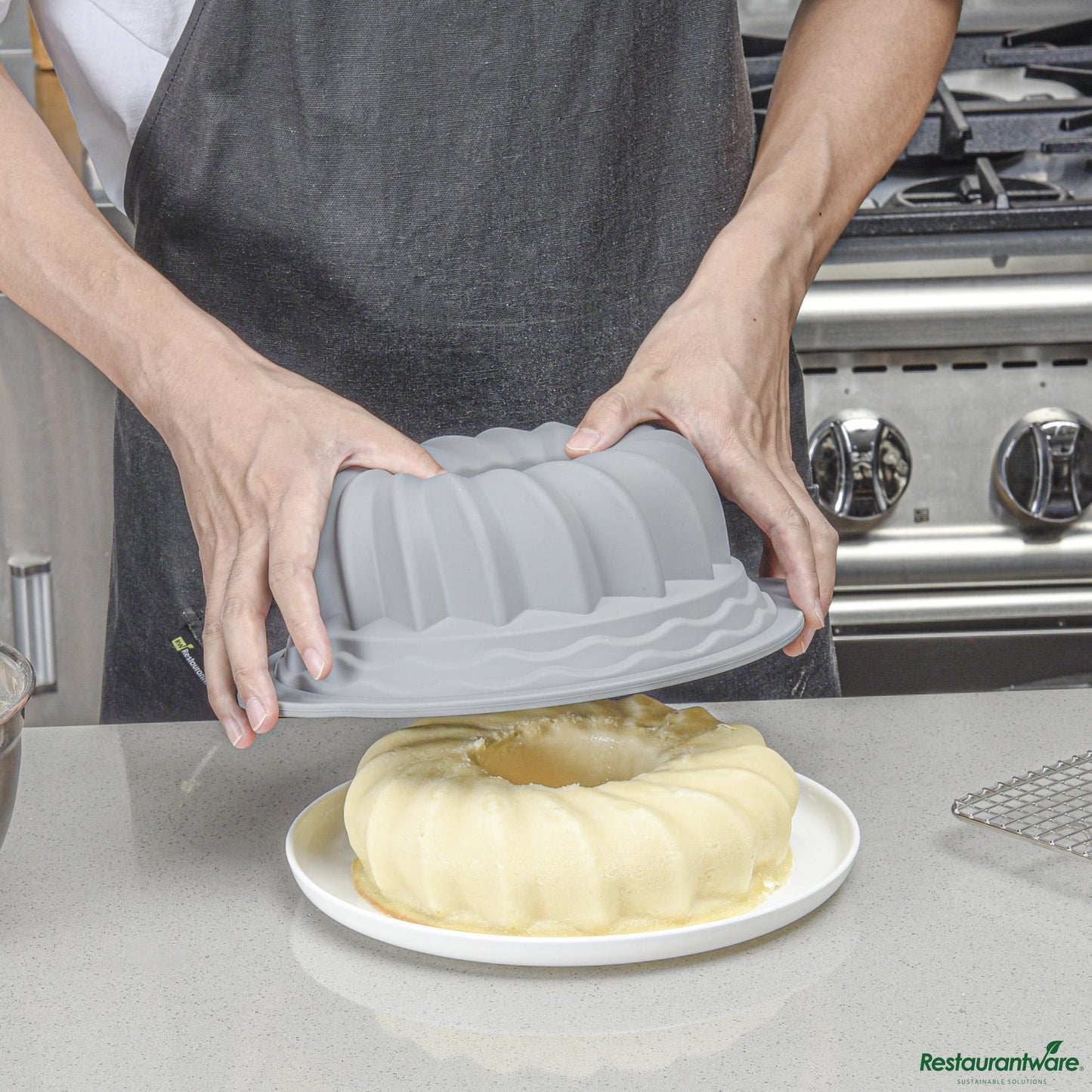 Wholesale Restaurantware Gray Silicone Kugelhopf / Fluted Bundt Cake Pan - 11.2" X 10.2" X 3.9"- Bulk