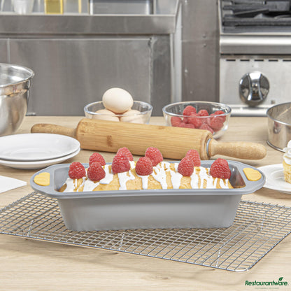 Wholesale Restaurantware Gray Silicone Bread Loaf Pan - Non-Stick, with Handles - 9.3"×5.5"×2.4"- Bulk
