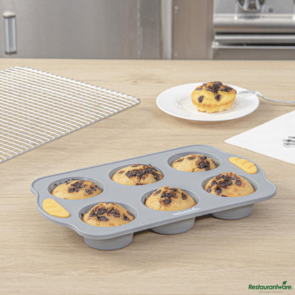 Wholesale Restaurantware Gray Silicone Muffin / Cupcake Pan - Non-Stick, with Handles - 11.4" X 7.1" X 1.4"- Bulk