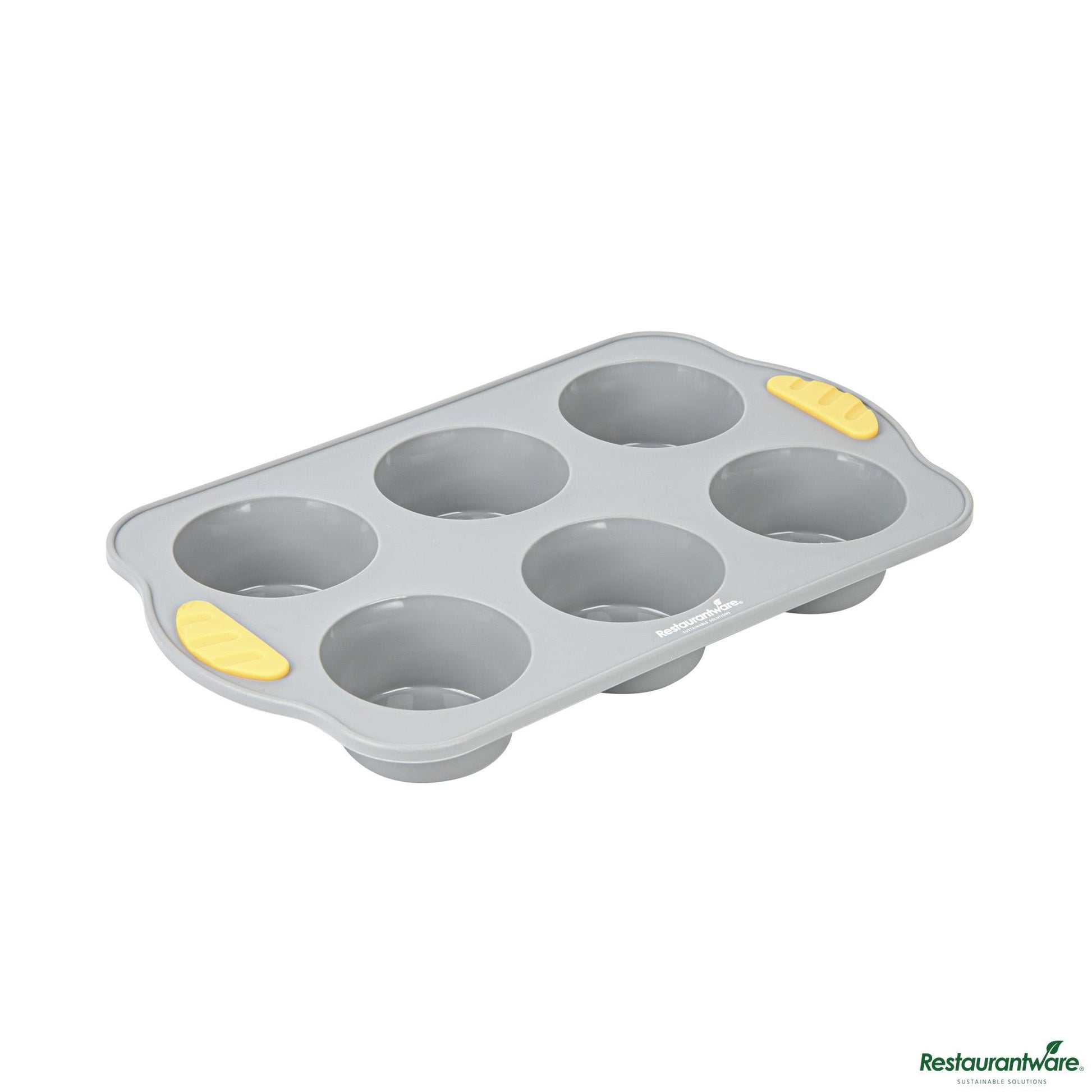 Wholesale Restaurantware Gray Silicone Muffin / Cupcake Pan - Non-Stick, with Handles - 11.4" X 7.1" X 1.4"- Bulk