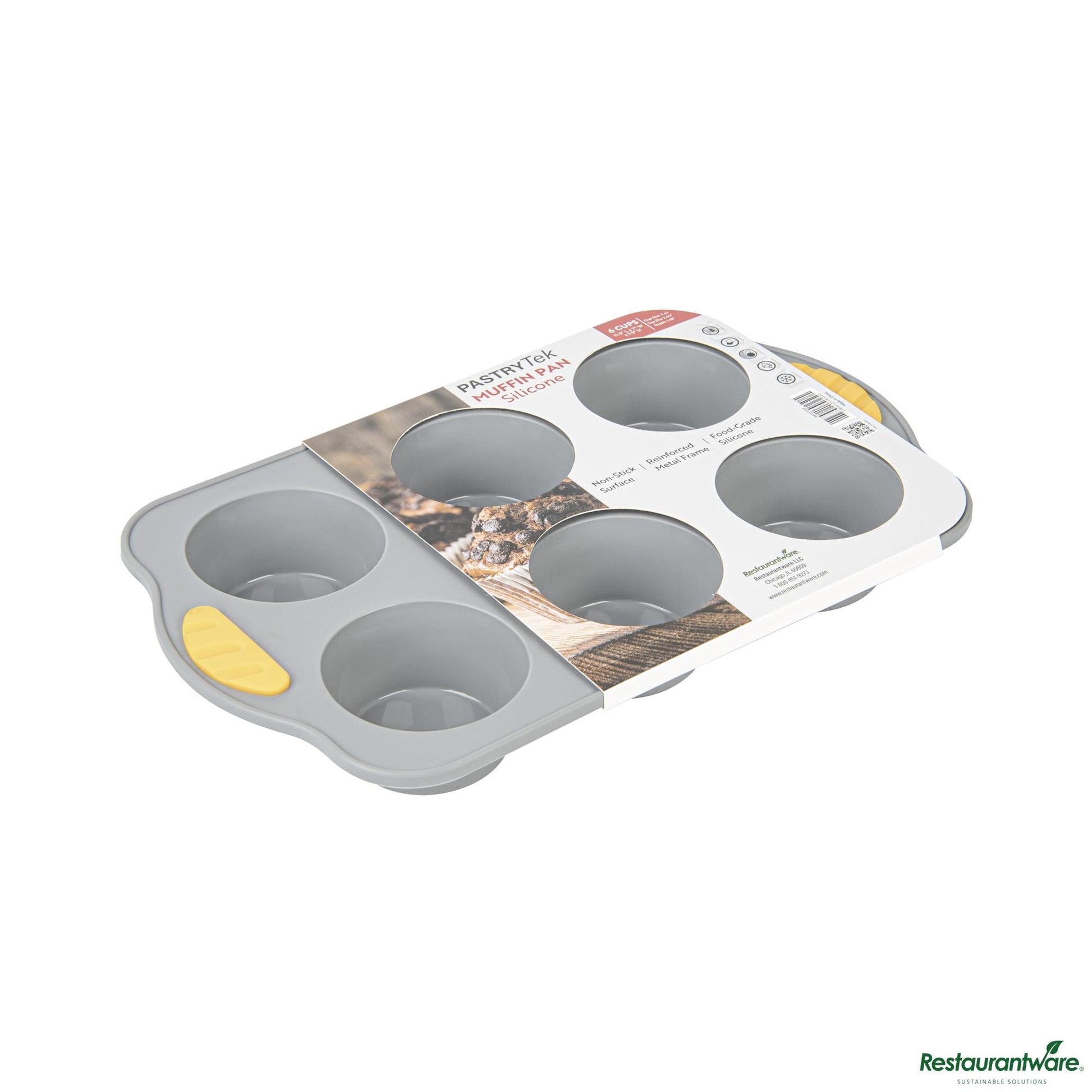 Wholesale Restaurantware Gray Silicone Muffin / Cupcake Pan - Non-Stick, with Handles - 11.4" X 7.1" X 1.4"- Bulk