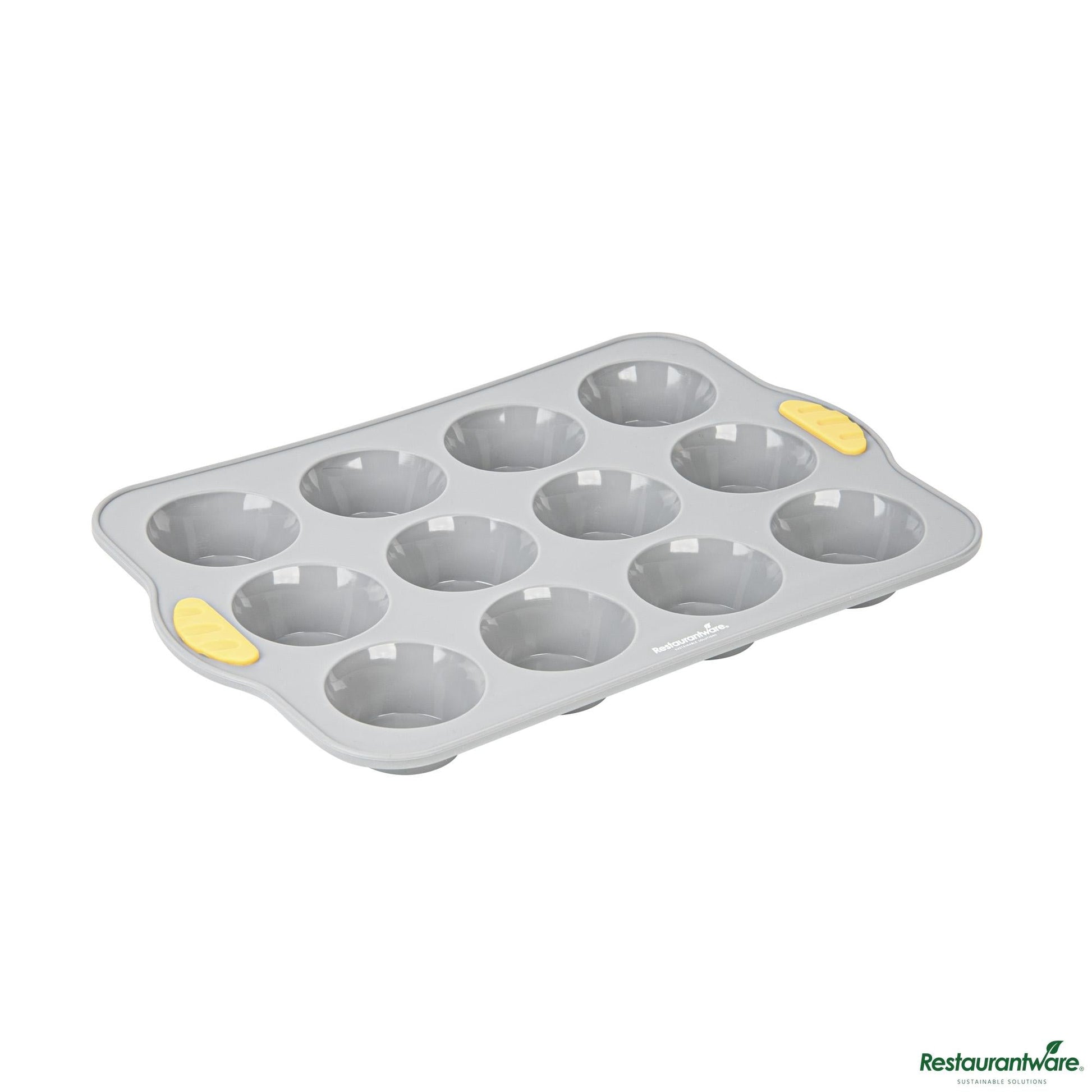 Wholesale Restaurantware Gray Silicone Muffin / Cupcake Pan - Non-Stick, with Handles - 13" X 9.3" X 1.2"- Bulk