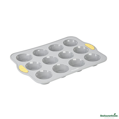 Wholesale Restaurantware Gray Silicone Muffin / Cupcake Pan - Non-Stick, with Handles - 13" X 9.3" X 1.2"- Bulk