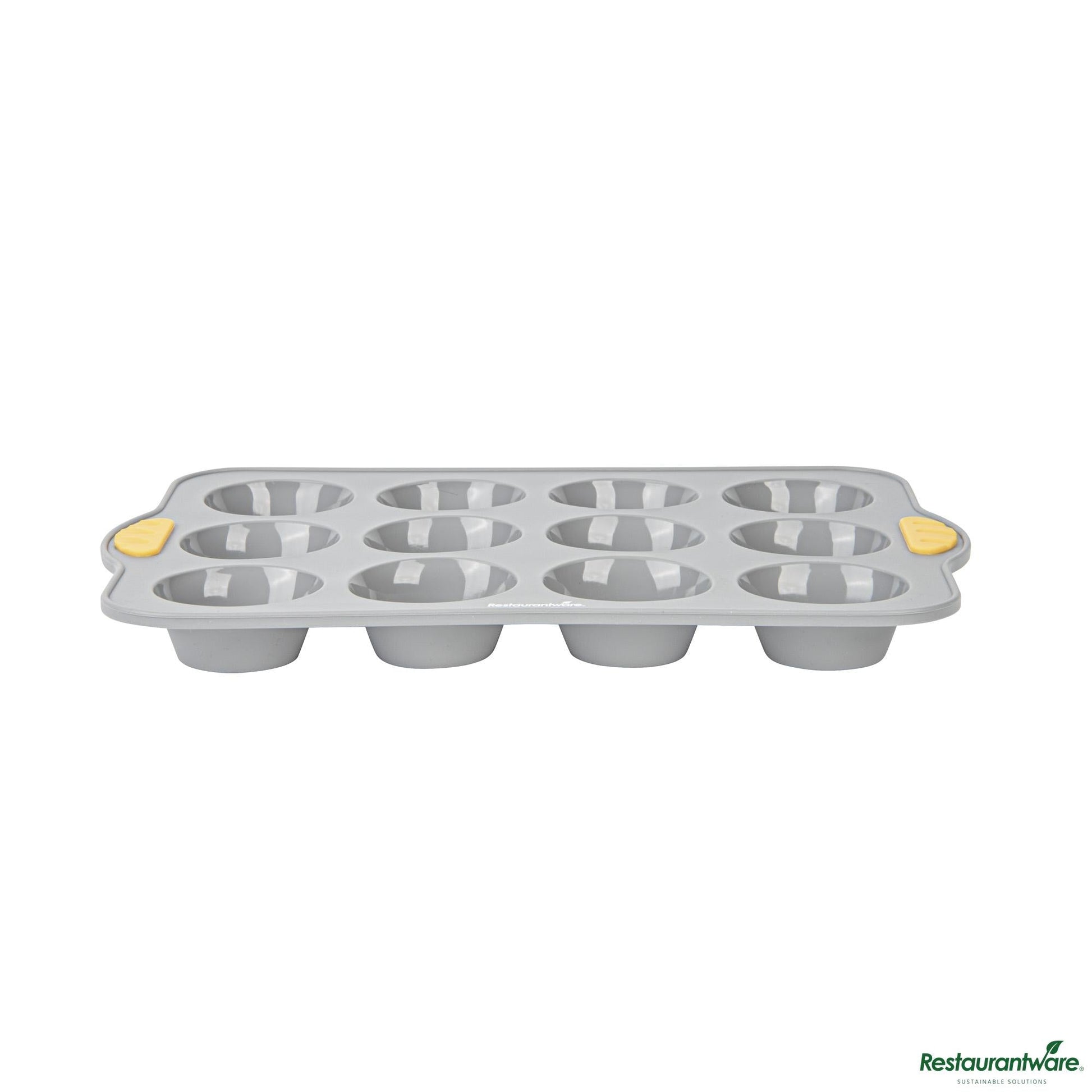 Wholesale Restaurantware Gray Silicone Muffin / Cupcake Pan - Non-Stick, with Handles - 13" X 9.3" X 1.2"- Bulk