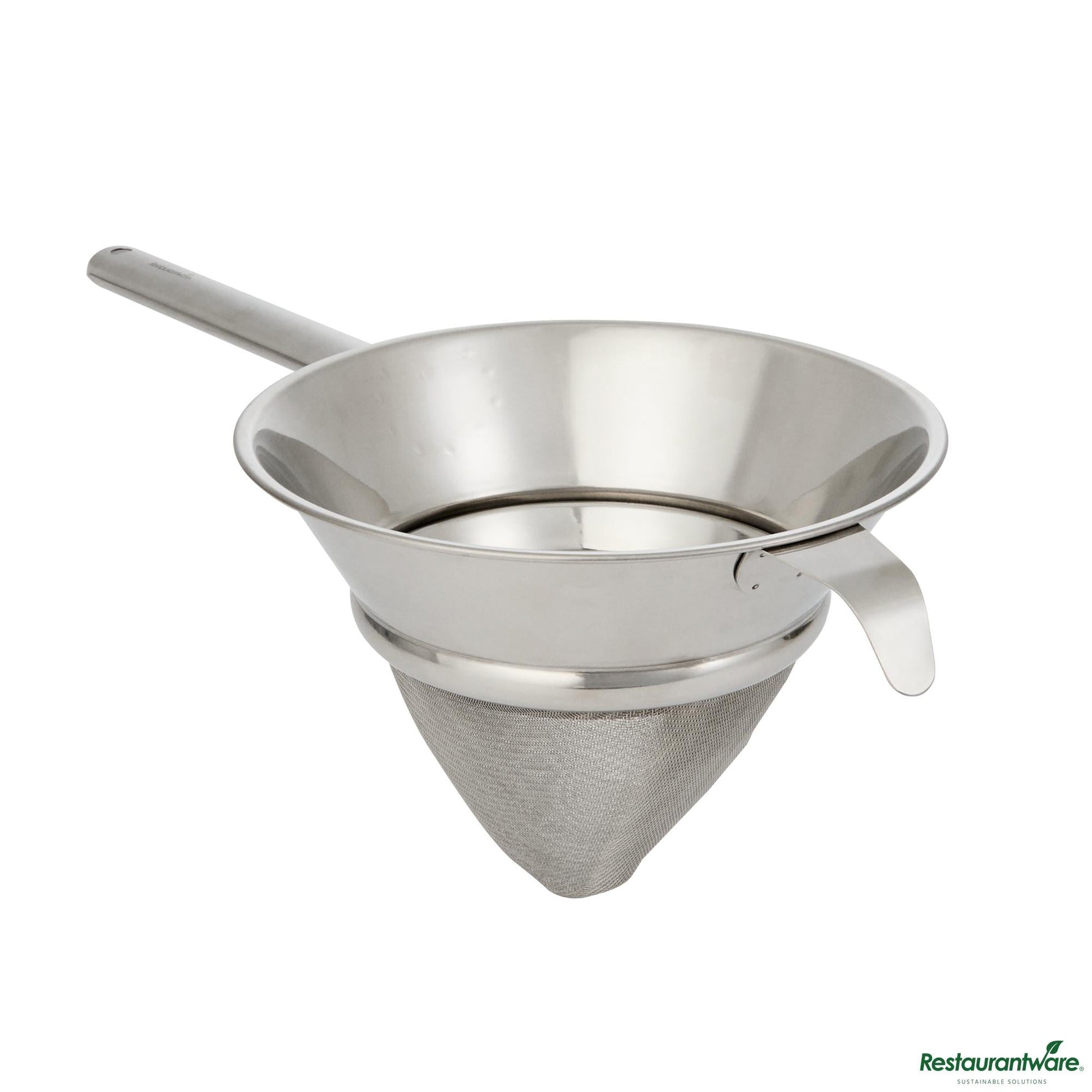Wholesale Restaurantware Stainless Steel Bouillon / Chinois Strainer - Extra Fine Mesh - 18.1x8.1x6.3"- Bulk