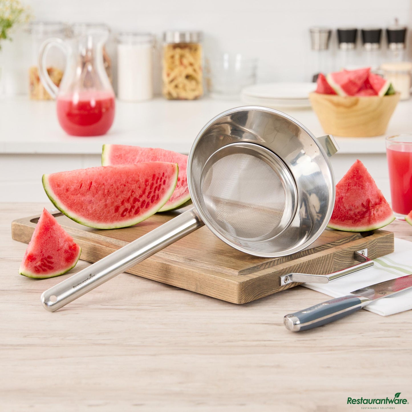 Wholesale Restaurantware Stainless Steel Bouillon / Chinois Strainer - Extra Fine Mesh - 18.1x8.1x6.3"- Bulk